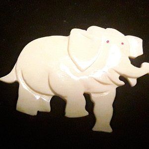 Faux or Veggie Ivory Elephant brooch
